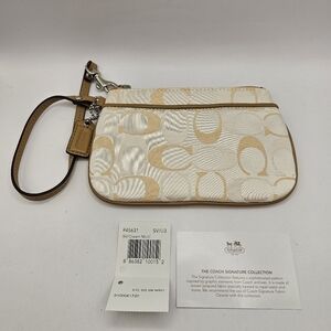 Coach Signature Small Wristlet--Cream/Multi